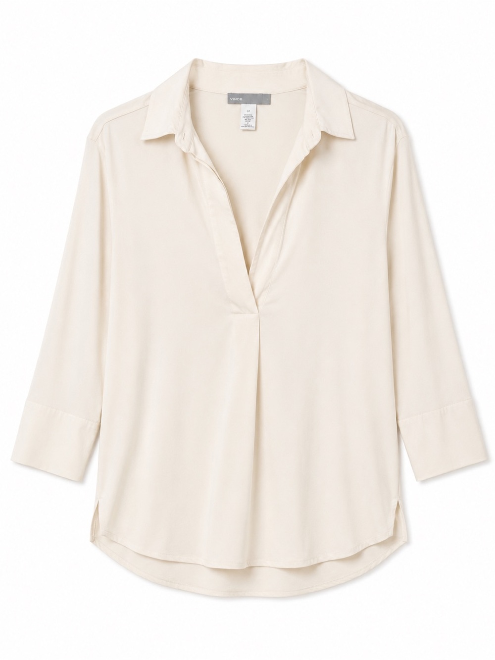 Vince Ivory Collared Popover Blouse Minimalist Quiet Luxury Office Chic Small